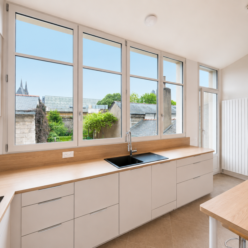 Cuisine blanche vue panoramique