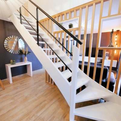Escalier design bois métal mezzanine
