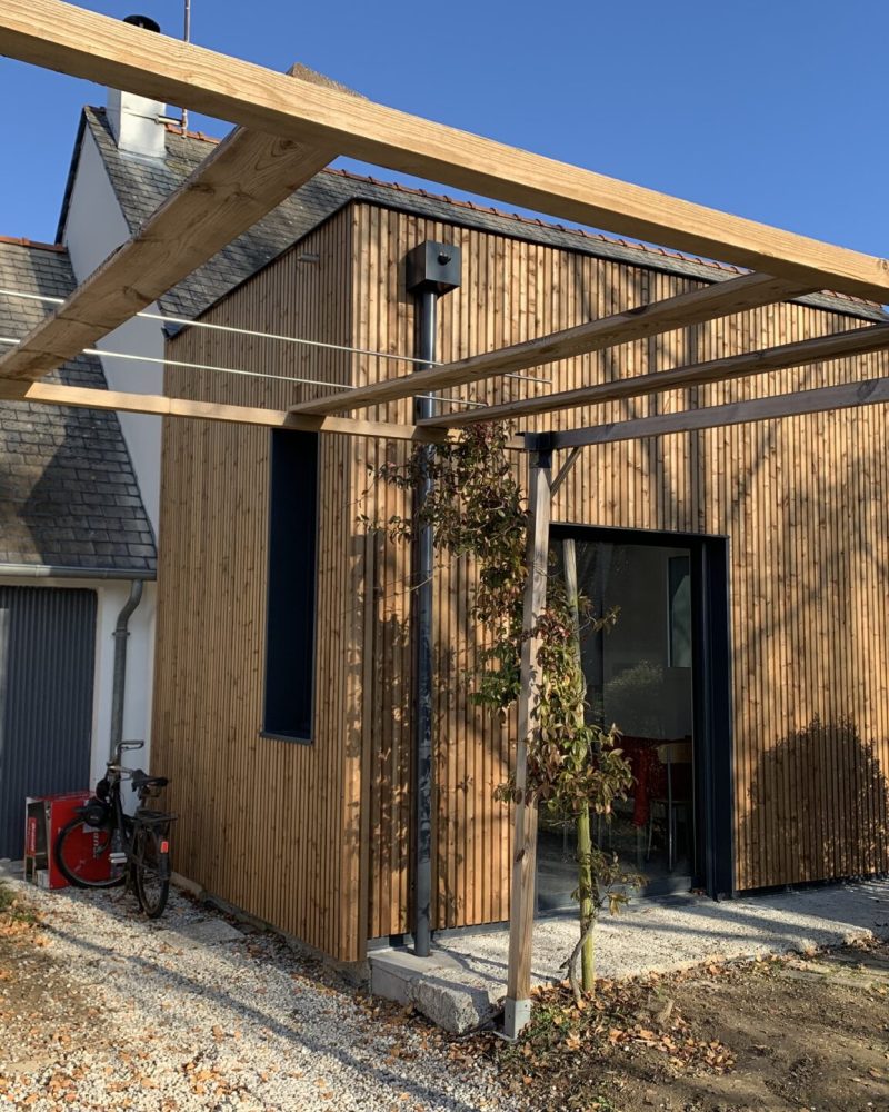 Extension bois pergola terrasse